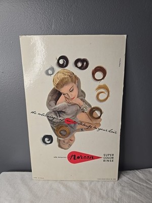 Vintage Original c1950-60s Noreen Hair Color Store Display Counter Sign