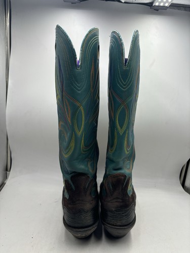 Vintage Paul Bond Men’s Blue Leather Western Buckaroo Boots 17” Size US 10 - Picture 5 of 12