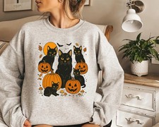 Halloween Black Cat Ghost Sweatshirt