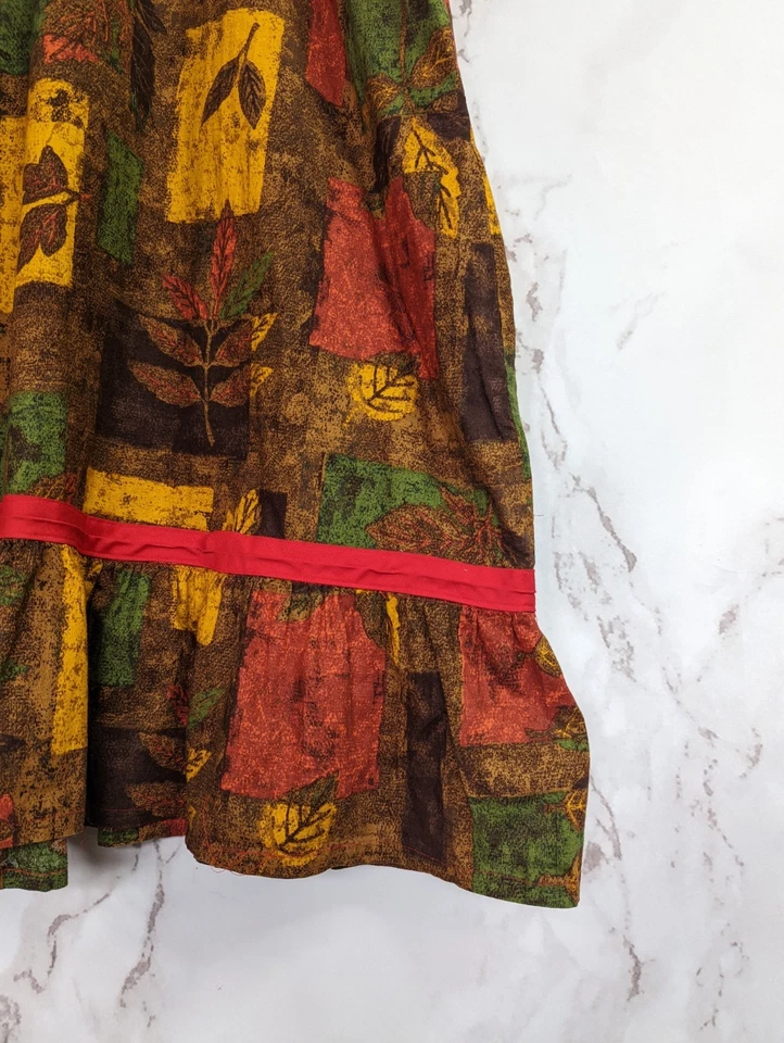 Vintage Peasant Dress Womens Large Prairie Handmade Thanksgiving Autumn Folk - Image 4 of 4