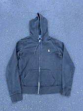 Ralph Lauren Polo Hoodie Women's Full Zip Sweatshirt Size M Black Pockets