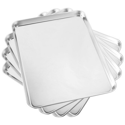 Baking Sheet Set of 4, Cookie Sheets Metal Stainless Steel Tray Baking Pans, ...