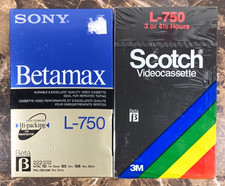 Betamax SEALED Beta Tape Blank Lot 2 Sony  Scotch L-750 Video Cassette 750BT