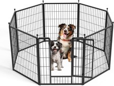 Dog Playpen 32" 8 Panels Fence For Small/Medium Dogs Indoor Out BLACK