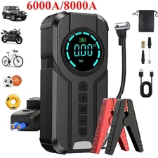 8000A/6000A/2000A Jump Starter with Air Compressor, Portable Car Battery Booster