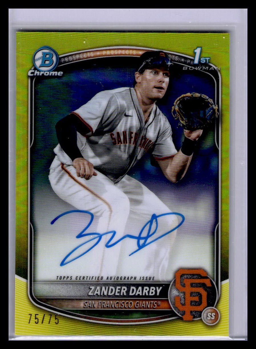 2025 Bowman Chrome - Prospect Autographs Zander Darby #CPA-ZD Yellow Auto /75