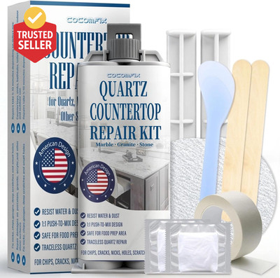 Quartz Countertop Repair Kit(White), Quick-Drying, Permanent Fix for Edge Chips,