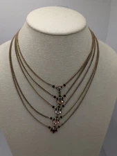 Charming Charlie Layered Multi-Strand Pendant Necklace 16-18in Gold Tone