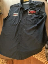 Eddie Van Halen Xl Cintas Garage Sleeveless Work Shirt Patches Blue RARE Find