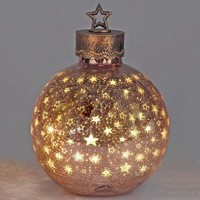 Deko-Kugel Sterne 28 O.33 Cm Rose-Gold Crackle Led-Licht formano Weihnachtskugel