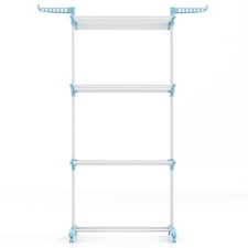 3-tier Folding Clothes Drying Rack w/ Rotatable Side Wings Collapsible Shelves