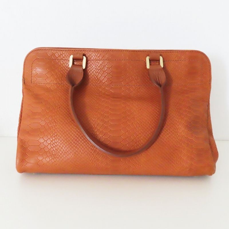 T08 LONGCHAMP Longchamp Python Embossed Leather H… - image 2