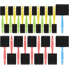 Foam Paint Brushes 24Pcs, Wood Handle Sponge, Painting Staining, Multicolor