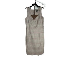 Vintage Guess Mini Brown & Beige Plaid Pattern Dress XL With Pink Accents Lines