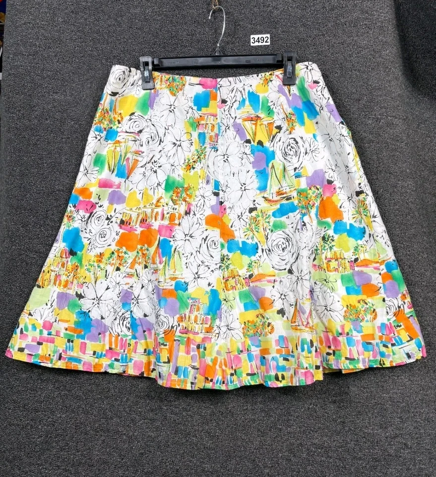 Falda One Dream One Wish línea A para mujer talla 14 arte floral multicolor hasta la rodilla Foto 2 de 4