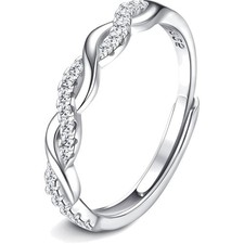 925 Silber Damenring verstellbar Zirkonia Ehering Verlobungsring Schmuck