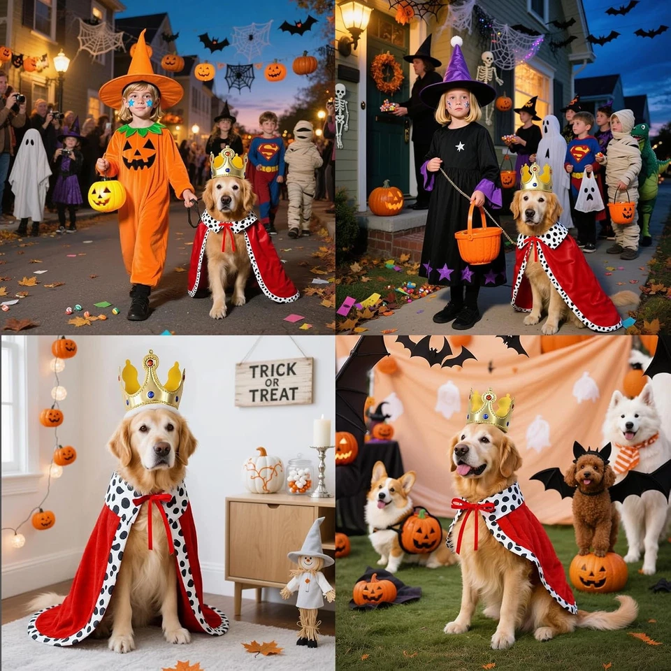 Dog King Costume Set with Cloak and Crown for Small to Large Dogs - Image 4 of 4