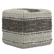 SIMPLIHOME Grady Contemporary Square Pouf in Earth Tone Brown Handloom Woven ...