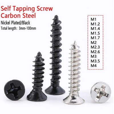 M1 M1.2-M4 Small Micro Flat Head Self Tapping Screw Phillips Countersunk Screws