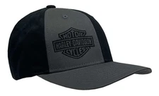 Harley-Davidson Men's Striped Down Adjustable Snapback Baseball Cap – Gray/Black
