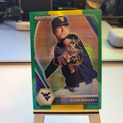 2021 Panini Prizm Draft Picks Ryan Bergert #PDP190 Green & Yellow Hyper Prizm RC