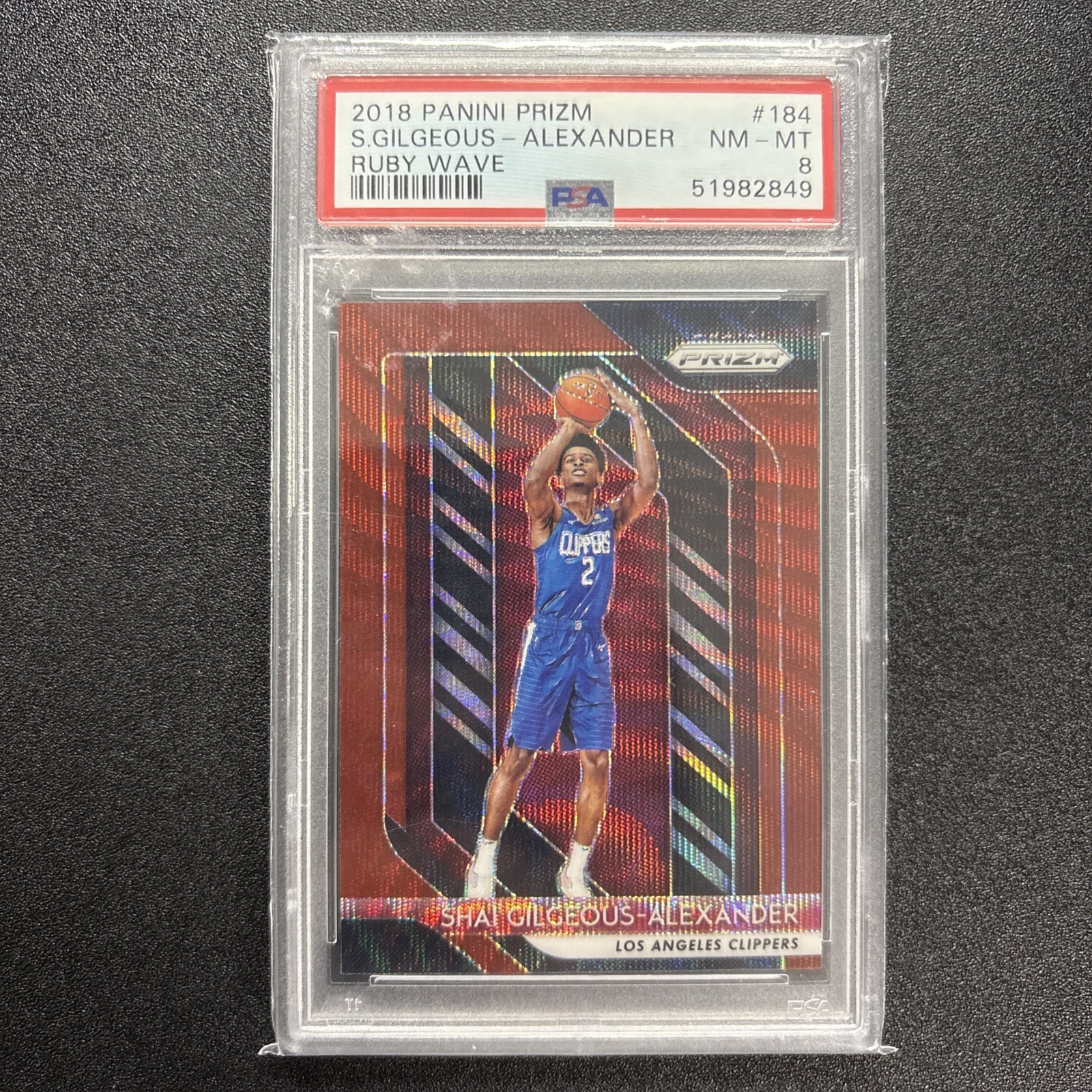 2018 PANINI PRIZM RUBY WAVE #184 SHAI GILGEOUS-ALEXANDER ROOKIE RC PSA 8