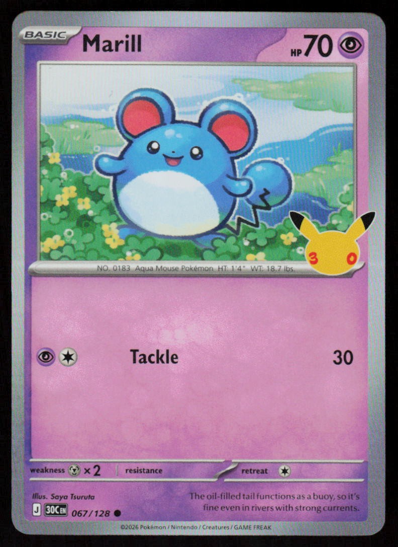Marill 067/128 Common ME: 30th Celebration Pokemon Holo Near Mint