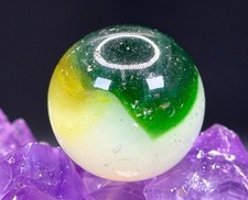 AWESOME Vintage Akro Agate Patch Marble - Green Yellow - .75" SHOOTER