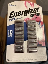 Energizer 123 Lithium Photo Batteries- 16 Pack. 3.0V