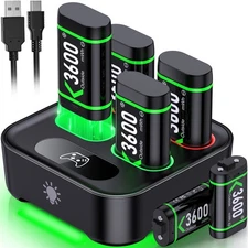 6*3600mWh Rechargeable Battery +Charger Dock for Xbox One/Series X|S Controller