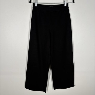 Eileen Fisher Women M Black Washable Flex Ponte Wide-Leg Ankle Pant NWOT
