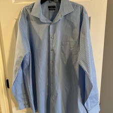 Shaquille Oneal Mens XLG Button Up Shirt Blue Big Fit Tall 17.5 38/39