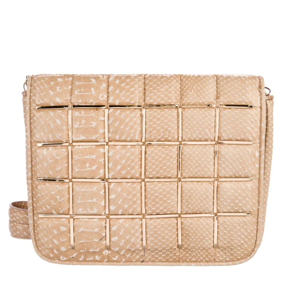 NWT HERVE LEGER Snakeskin Embossed Quilted Lamb Leather Elsa Shoulder Bag - Image 3 of 4