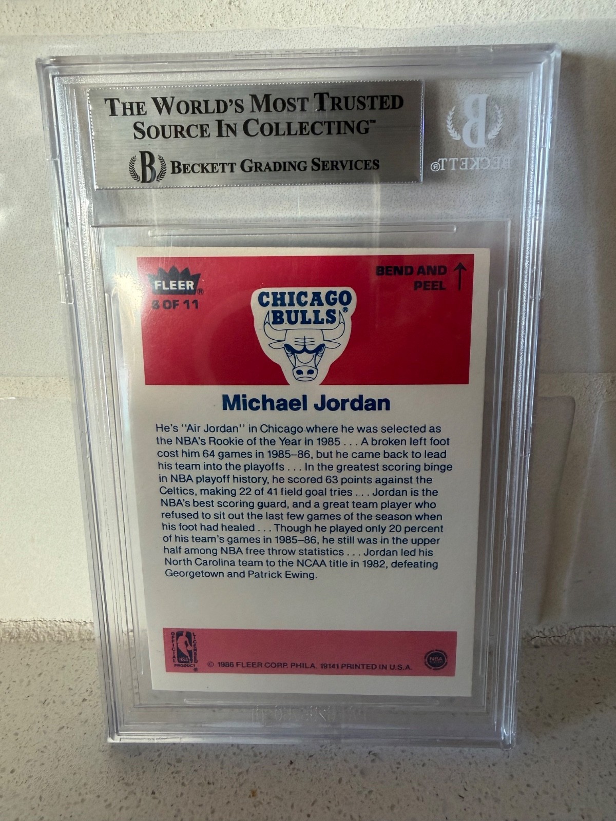 MICHAEL JORDAN 1986 86-87 FLEER #8 STICKER ROOKIE CARD BGS 6 Monster SUBGRADES!! view 3
