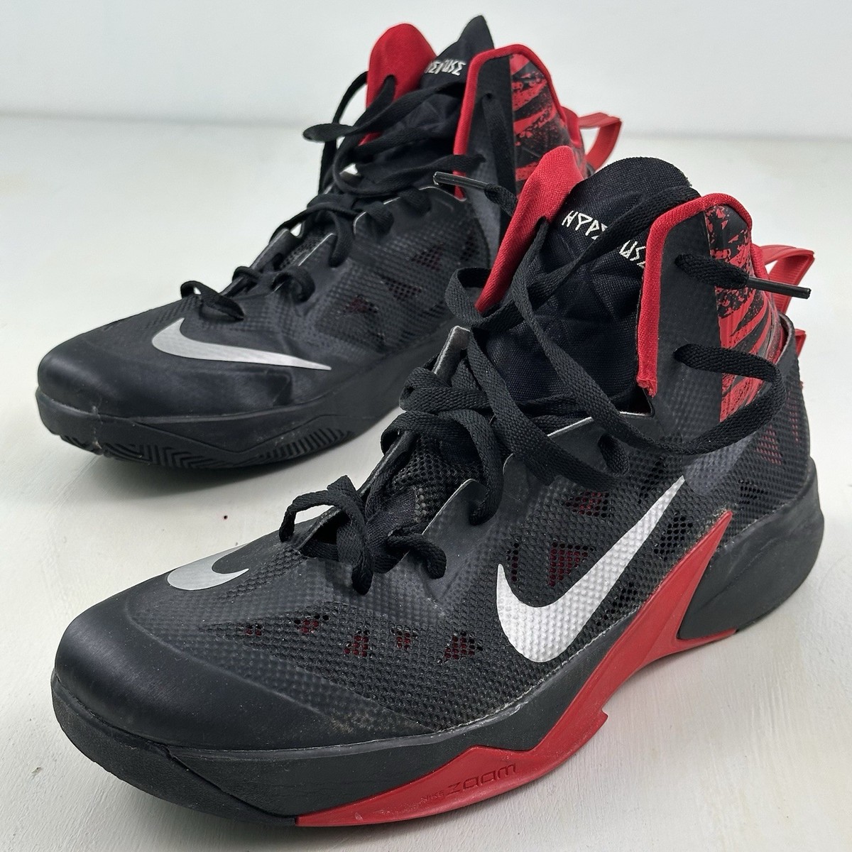 Nike Men's Size 13 Black Red White Hyperfuse Shoes 2014