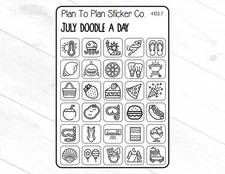 4103-7~~July Doodle a Day Planner Stickers.