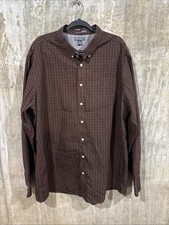 Eddie Bauer Relax Fit Wrinkle Resist Red Brown Plaid Button Down Shirt Men T2XL