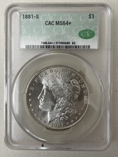 1881 S MORGAN SILVER DOLLAR CAC MS64+