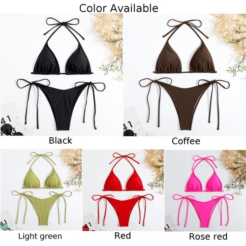 Brazilian Beachwear Einfarbig Bikini Set G String Tanga Damen Bademode - Bild 5 von 18