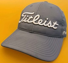 Titleist Golf Hat Cap Grey Script Logo FJ Footjoy Pro V1 Adjustable Strapback