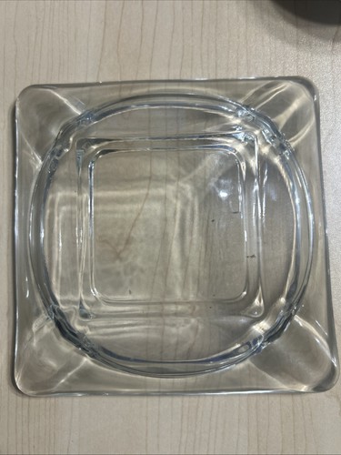 Vintage MCM Square Glass Ashtray Cigar Square Clear Glass - Picture 9 of 9