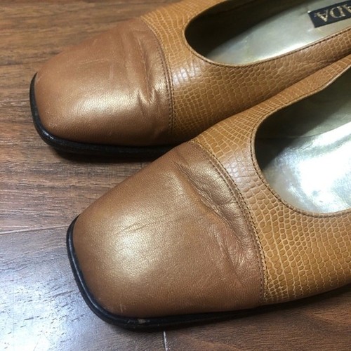 Escada Vintage Leather Animal Print Women's Heels Pumps Sz 7.5 - Picture 7 of 9