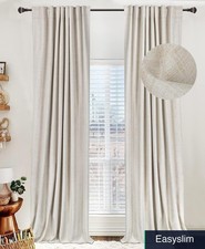 Blackout Curtains, Linen Look, 100 Blackout, 2 Panels, 50x72, Cream