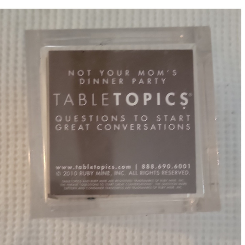 TableTopics Not Your Mom's Dinner Party Conversation Game 2010 Plastic Paper
