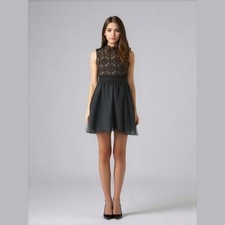 Francesca's Mini Dress Woman's XS Black Lace Party Prom Fit & Flare Lined