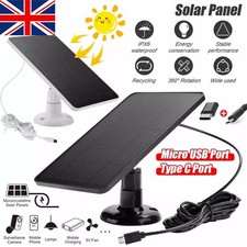 Solar Panel Outdoor Charger 10W 5V for Ring Camera Waterproof w/Adjustable Mount