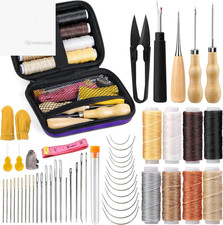 54Pcs Heavy Duty Upholstery Repair Kit Leather Sewing Needles Waxed Thread Awl