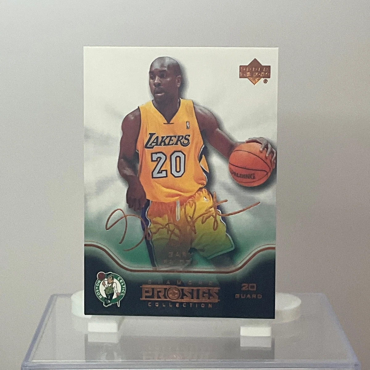 Carte De Basket Auto-graphiée Gary Payton - Upper Deck UD Glass 2003-04 Auto Focus #GP - Notée PSA 8 - Lakers