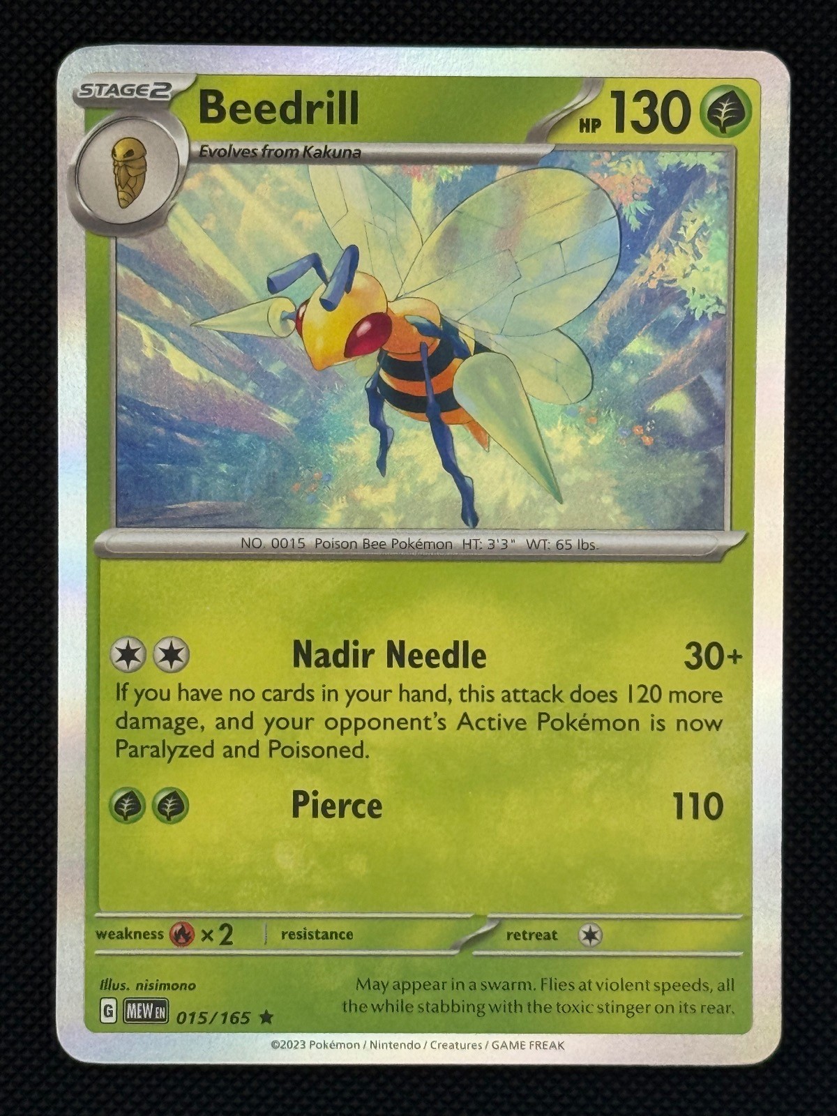 Beedrill 015/165 Rare 151 Holo Near Mint
