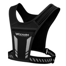Reflective Vest Chest Phone Holder, Adjustable Hydration Training Workout Black